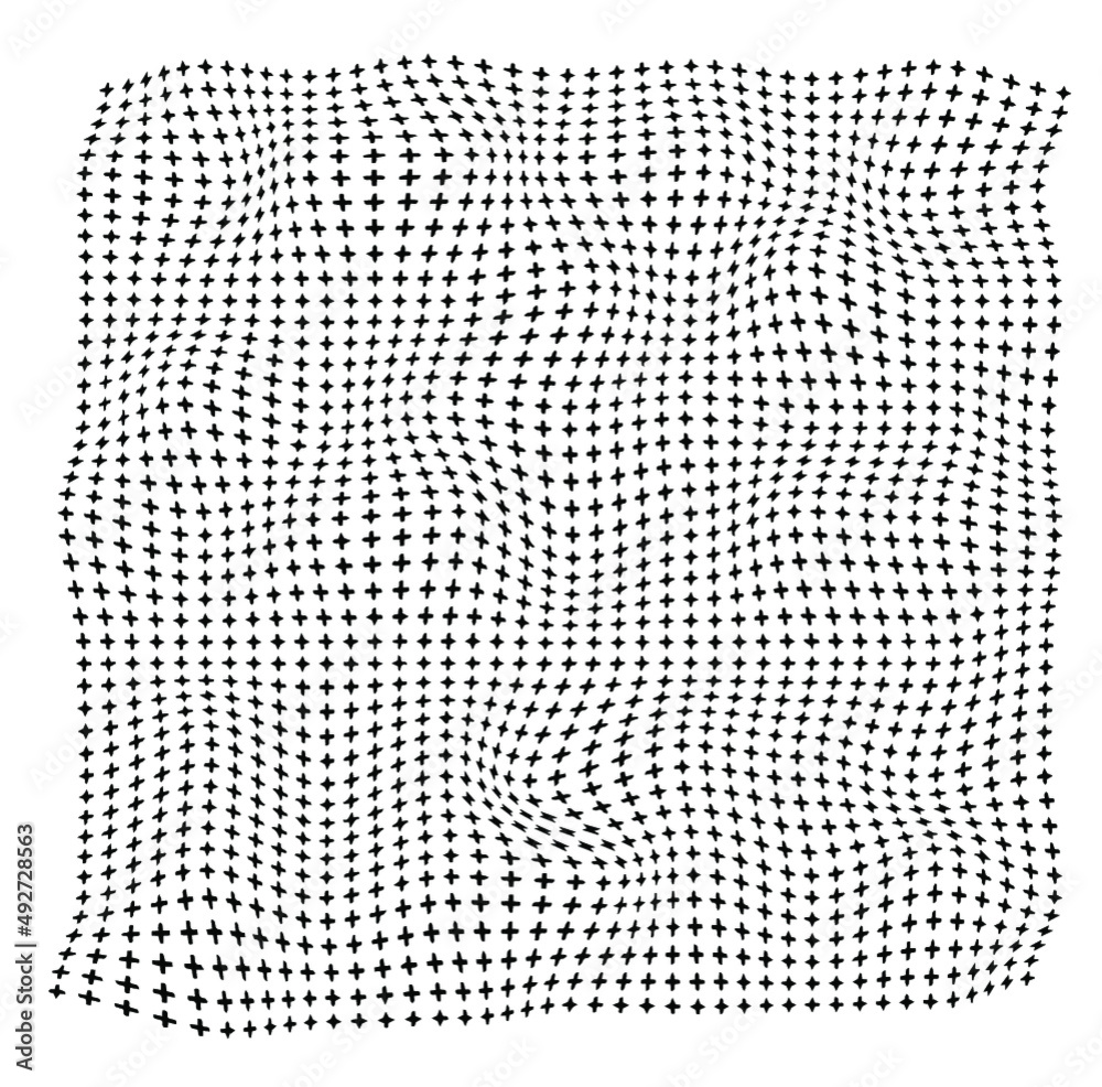 Halftone waves plus symbol pattern on old white background, rough surface, Vector