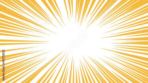 オレンジ色の集中線のベクター素材