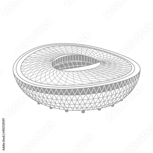 soccer stadium colored illustration isometric icon in line style