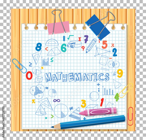 Doodle math formula with Mathematics font on wood board