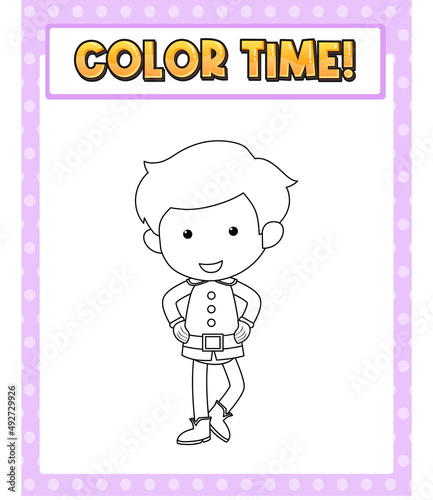 Worksheets template with color time! text and prince outline