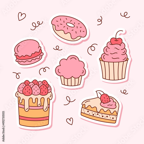 Wallpaper Mural A set of doodle baking stickers. Isolated sticker pack, badges, patches. Torontodigital.ca