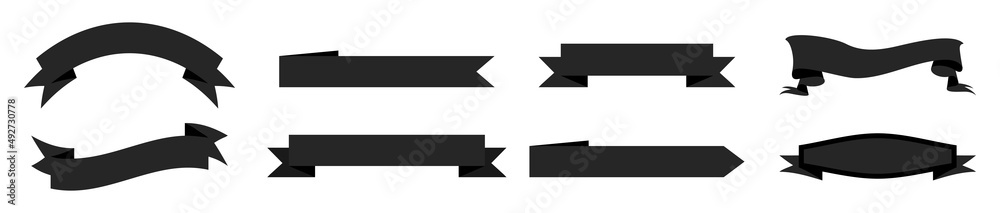 Ribbon banners. Black ribbons. Set of design labels. Blank graphic banners isolated on white background. Vintage decoration silhouettes. Vector Ribbon banners. Black ribbons. Set of design labels. Blank graphic banners isolated on white background. Vintage decoration silhouettes. Vector