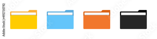 File folders icons. Documents for computer. File folders with data in flat style. Web archive and web directory. Pc graphic elements. Color symbol. Vector photo