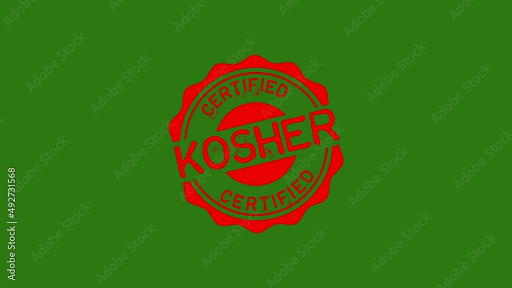 kosher stamp animation.4K motion animation. green background