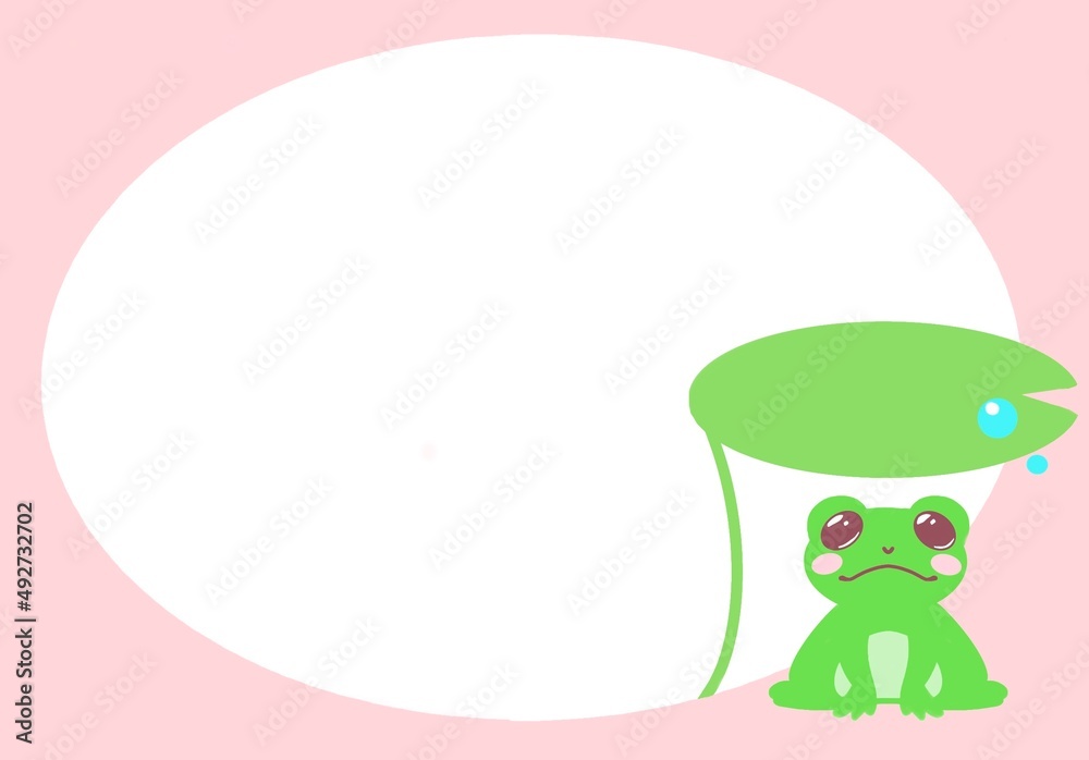 カエルと蓮の葉のイラストカード カエルと蓮の葉のイラストカード