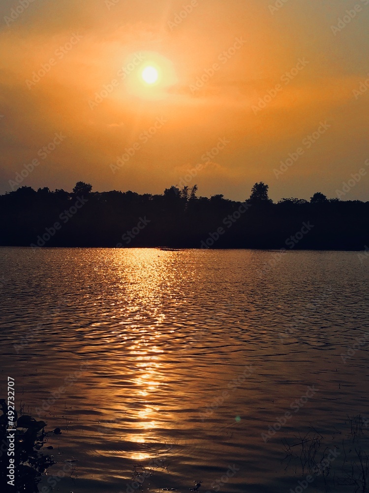 sunset over the river