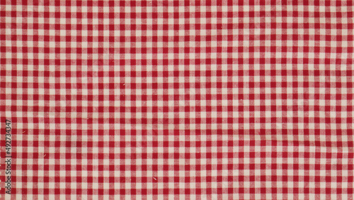 texture red white plaid fabric real photo