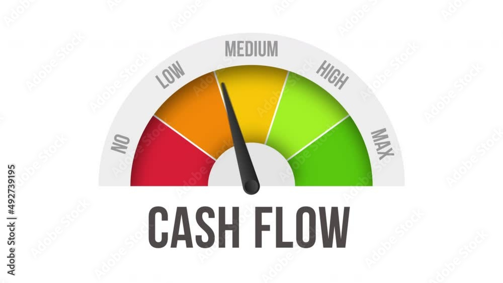 cash flow Level Measuring Device with arrow and scale.4K motion animation