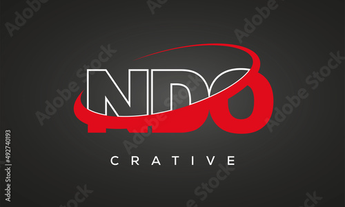 NDO creative letters logo with 360 symbol vector art template design photo