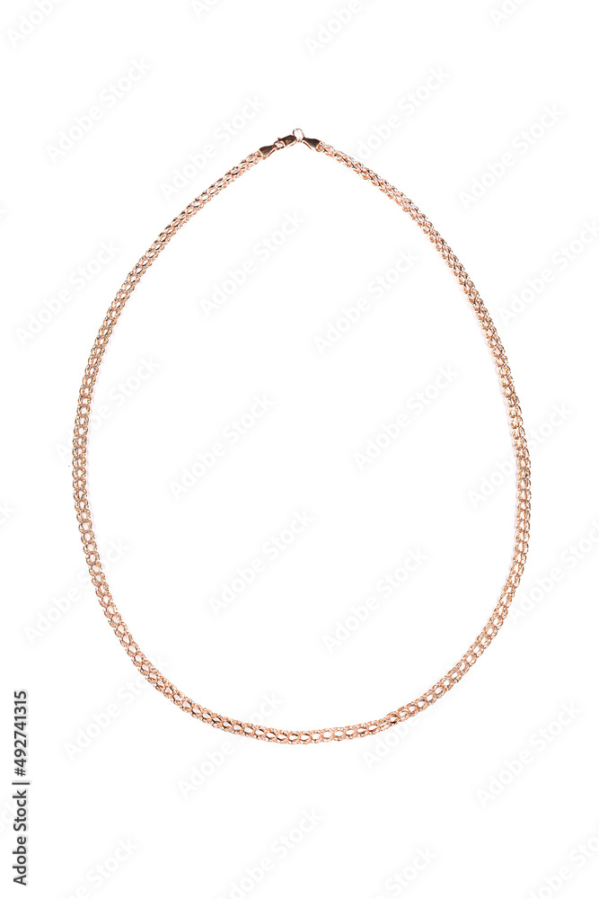 Silver gold macro pendant necklace with chain on white backround isolated Silver gold macro pendant necklace with chain on white backround isolated