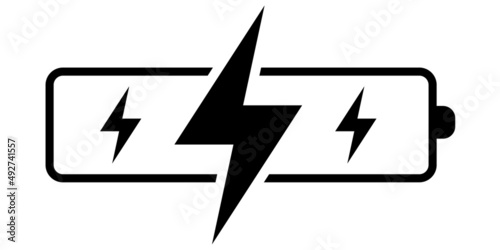 Icon battery accumulator sign electricity lightning, charge acid, alkaline battery