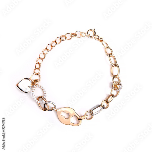Wallpaper Mural gold golden bracelet isolated on a white background. Jewelry industry Torontodigital.ca