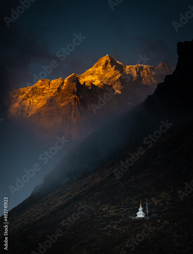 Sunset in Nepal - Langtang Himalaya (Lone Stupa)