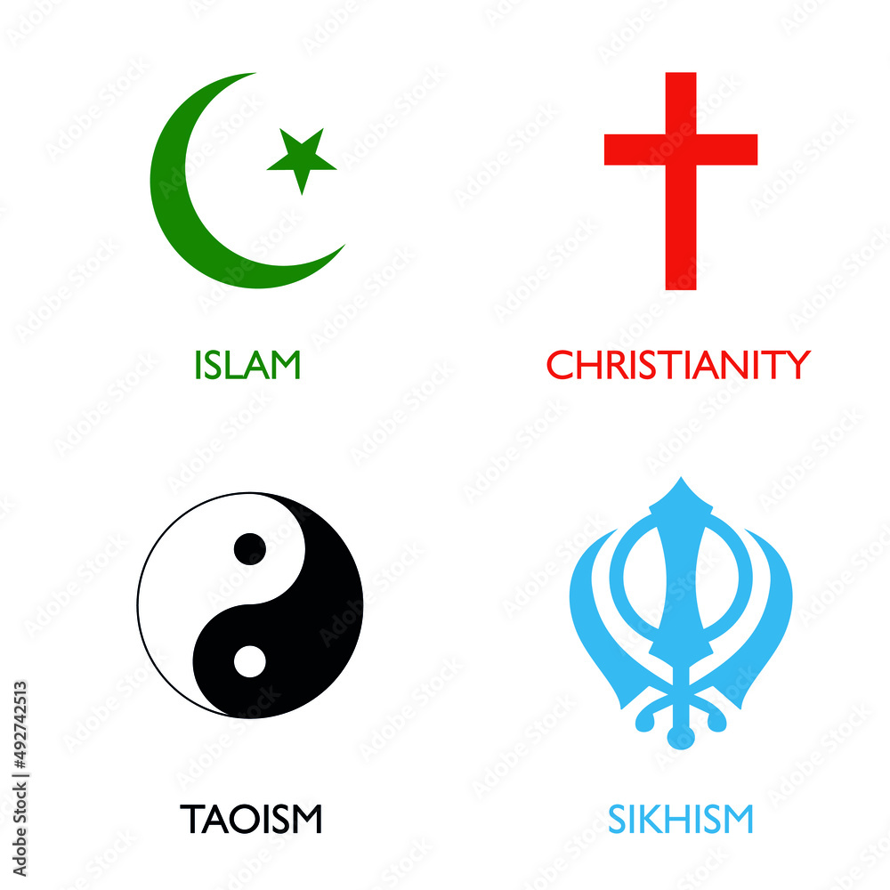 World religion symbols. Signs of major religious groups and religions