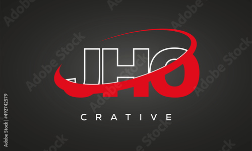 JHO creative letters logo with 360 symbol vector art template design