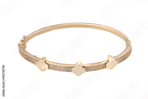 gold golden bracelet isolated on a white background. Jewelry industry