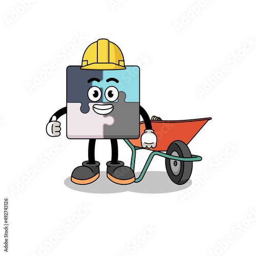 jigsaw puzzle cartoon as a contractor