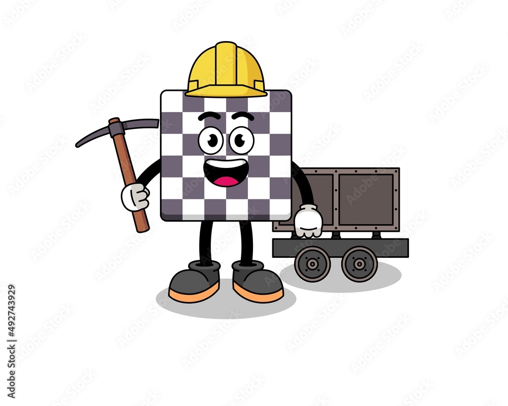 Mascot Illustration of chessboard miner