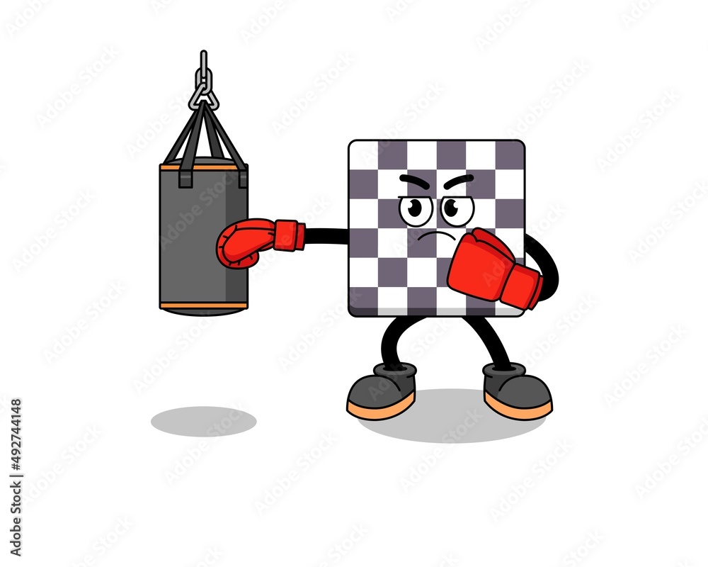 Illustration of chessboard boxer