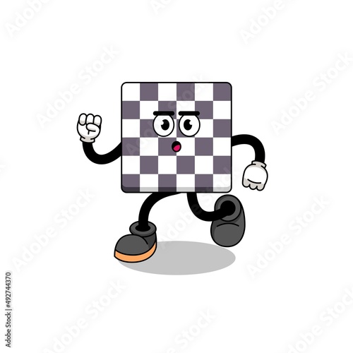 running chessboard mascot illustration