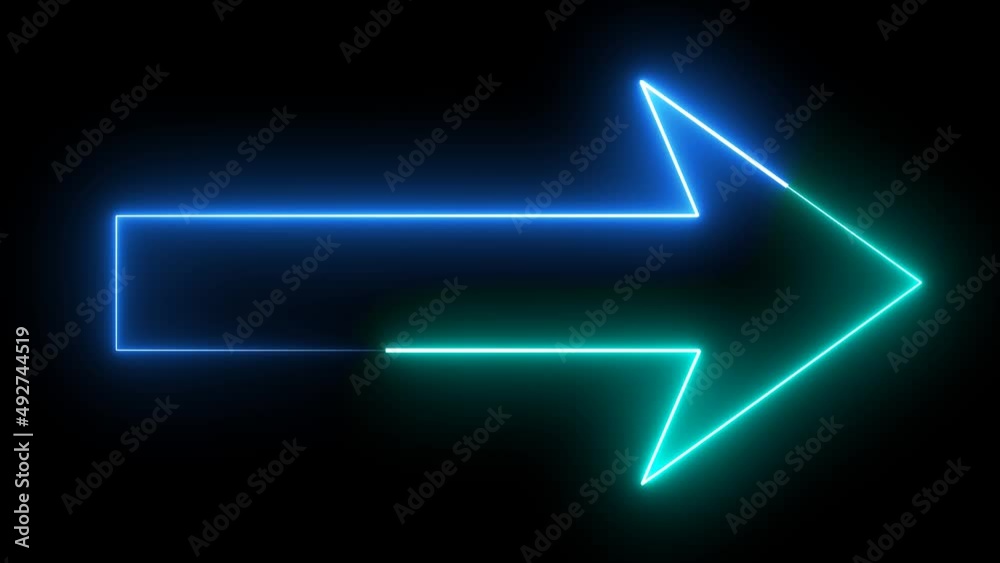 Arrow glow aqua and blue color laser fast move motion symbol on black screen Arrow glow aqua and blue color laser fast move motion symbol on black screen