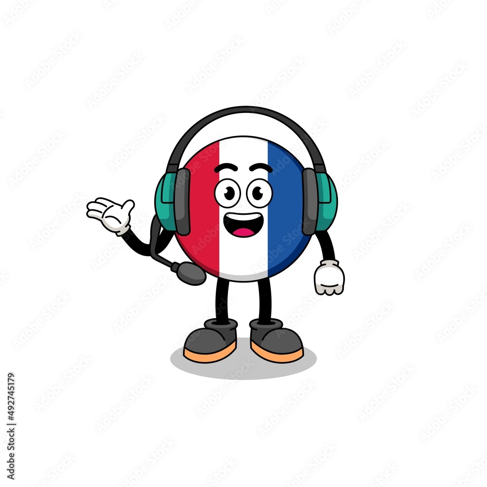 Mascot Illustration of france flag as a customer services Mascot Illustration of france flag as a customer services