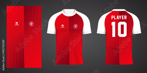 red sports shirt jersey design template