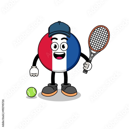 france flag illustration as a tennis player