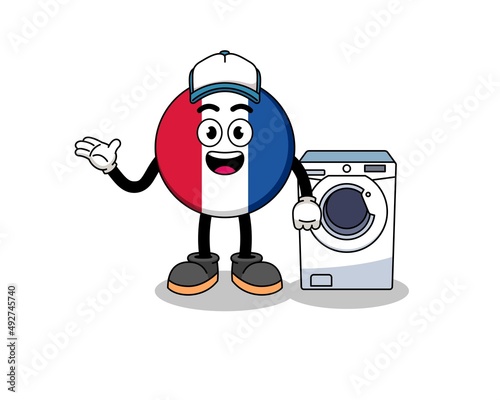 france flag illustration as a laundry man