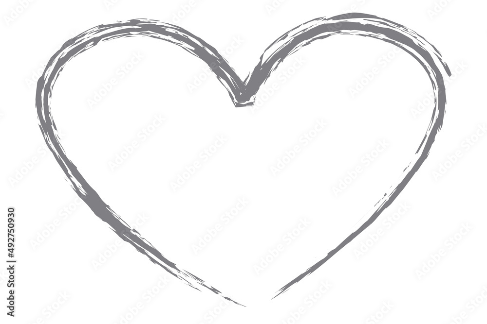 Heart contour vector. Grey hand drawn love icon isolated. Paint brush stroke heart icon. Hand drawn vector for love logo, heart symbol, doodle icon and Valentine's day. Painted grunge vector shape Heart contour vector. Grey hand drawn love icon isolated. Paint brush stroke heart icon. Hand drawn vector for love logo, heart symbol, doodle icon and Valentine's day. Painted grunge vector shape