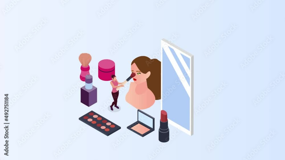 Female makeup artist apply powder on customer face