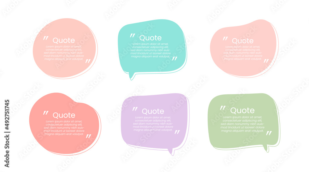Quote speech bubble frame quotation message collection vector art illustration.