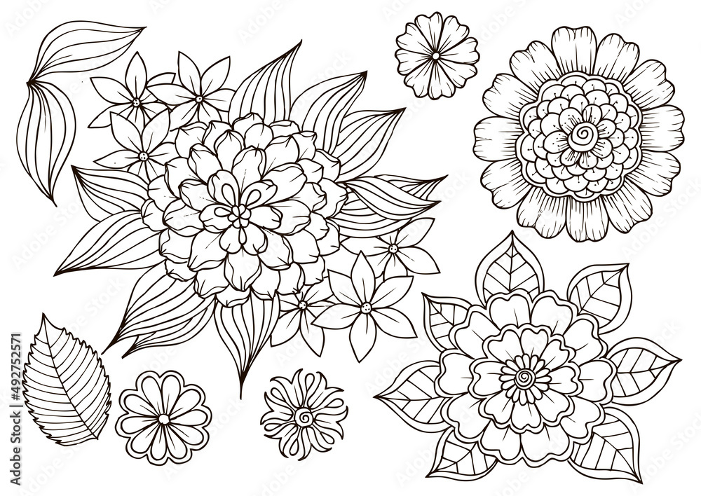 Flower pattern in black and white. Can use for print , coloring and ...