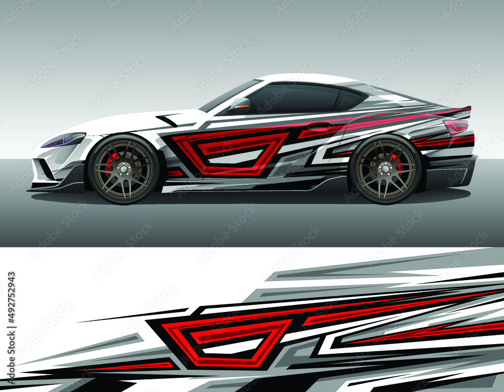 Car wrap vinyl racing decal ornament. Abstract geometric stripes sport background design print template. Vector illustration. Car wrap vinyl racing decal ornament. Abstract geometric stripes sport background design print template. Vector illustration.