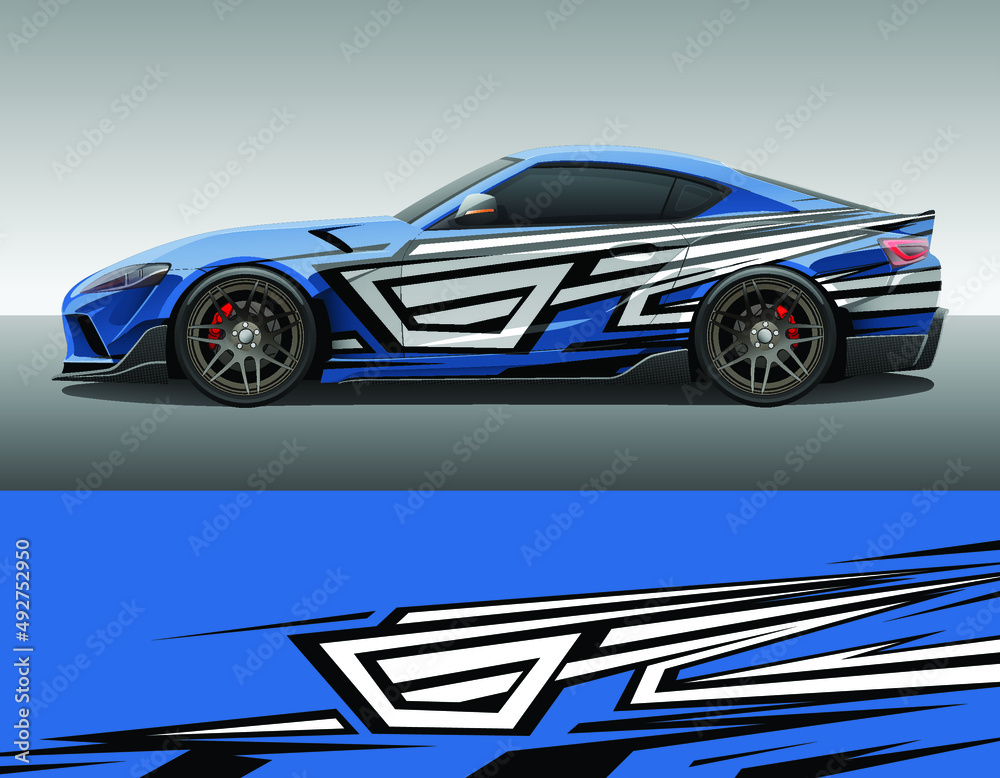 Car wrap vinyl racing decal ornament. Abstract geometric stripes sport background design print template. Vector illustration. Car wrap vinyl racing decal ornament. Abstract geometric stripes sport background design print template. Vector illustration.