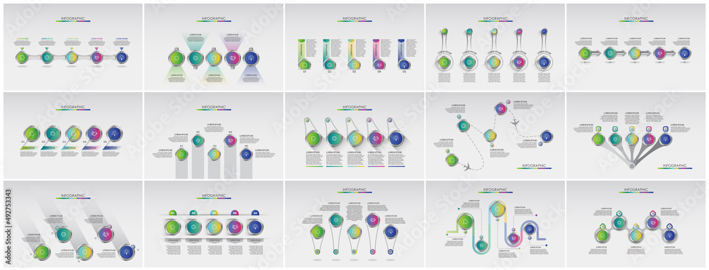 Naklejka premium Set of infographic elements data visualization vector design template on circle 