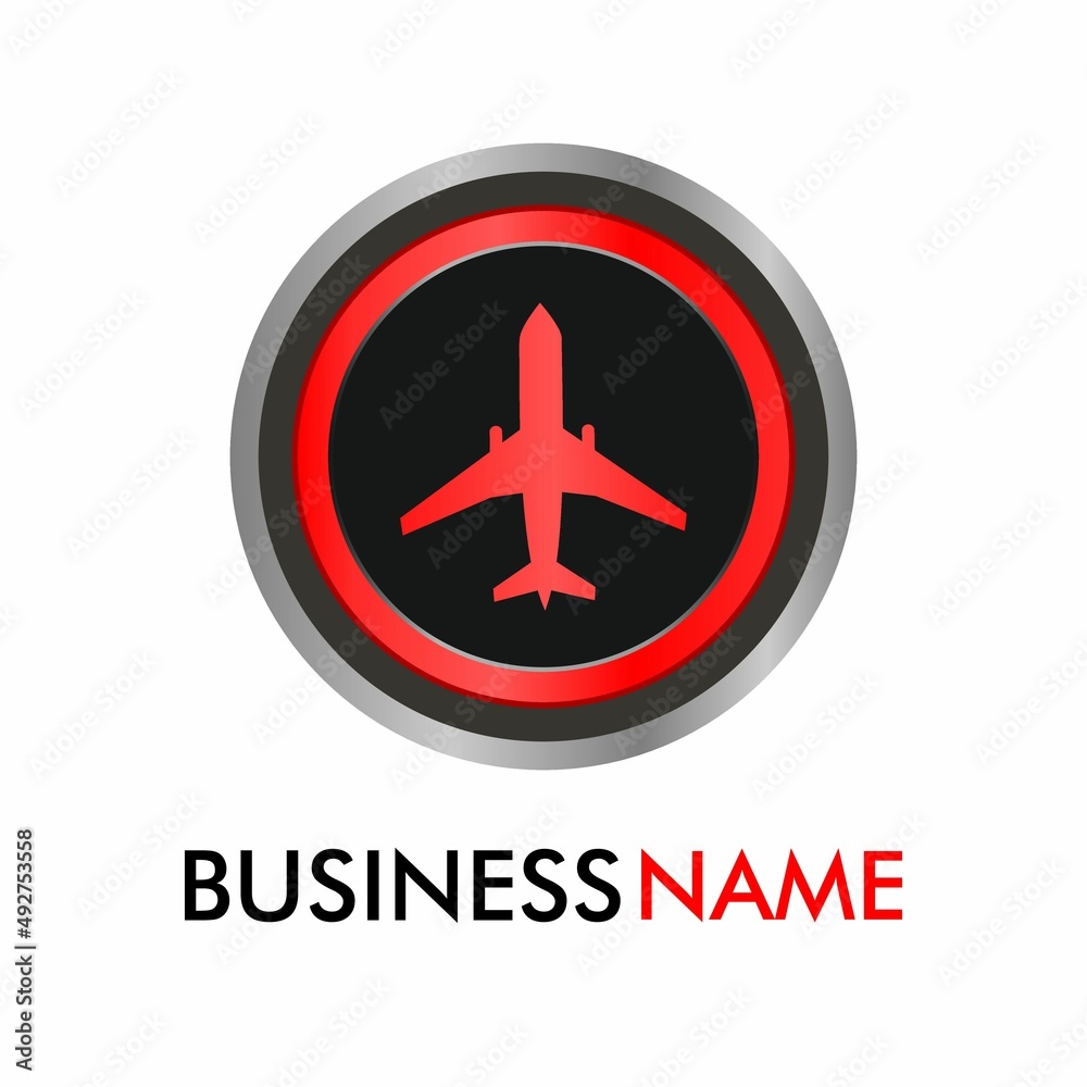 Airplane button icon logo template illustration
