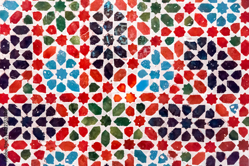 Moorish islamic tile design close up texture background