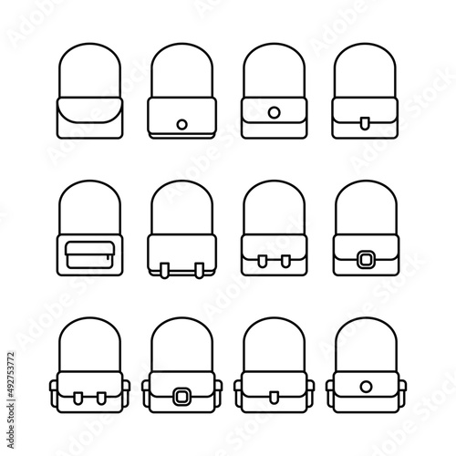 Sling bag icon collection vector illustration