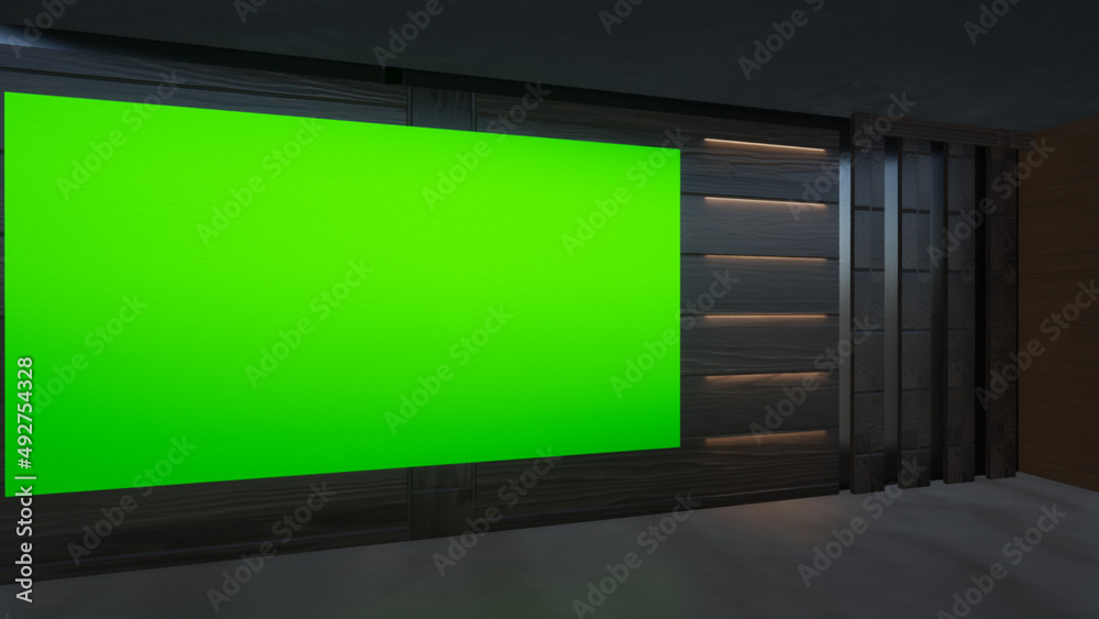 virtual studio set with green screen shot 3d illustration virtual studio set with green screen shot 3d illustration