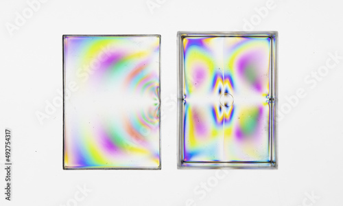 Iridescent colors, polarized light, interference