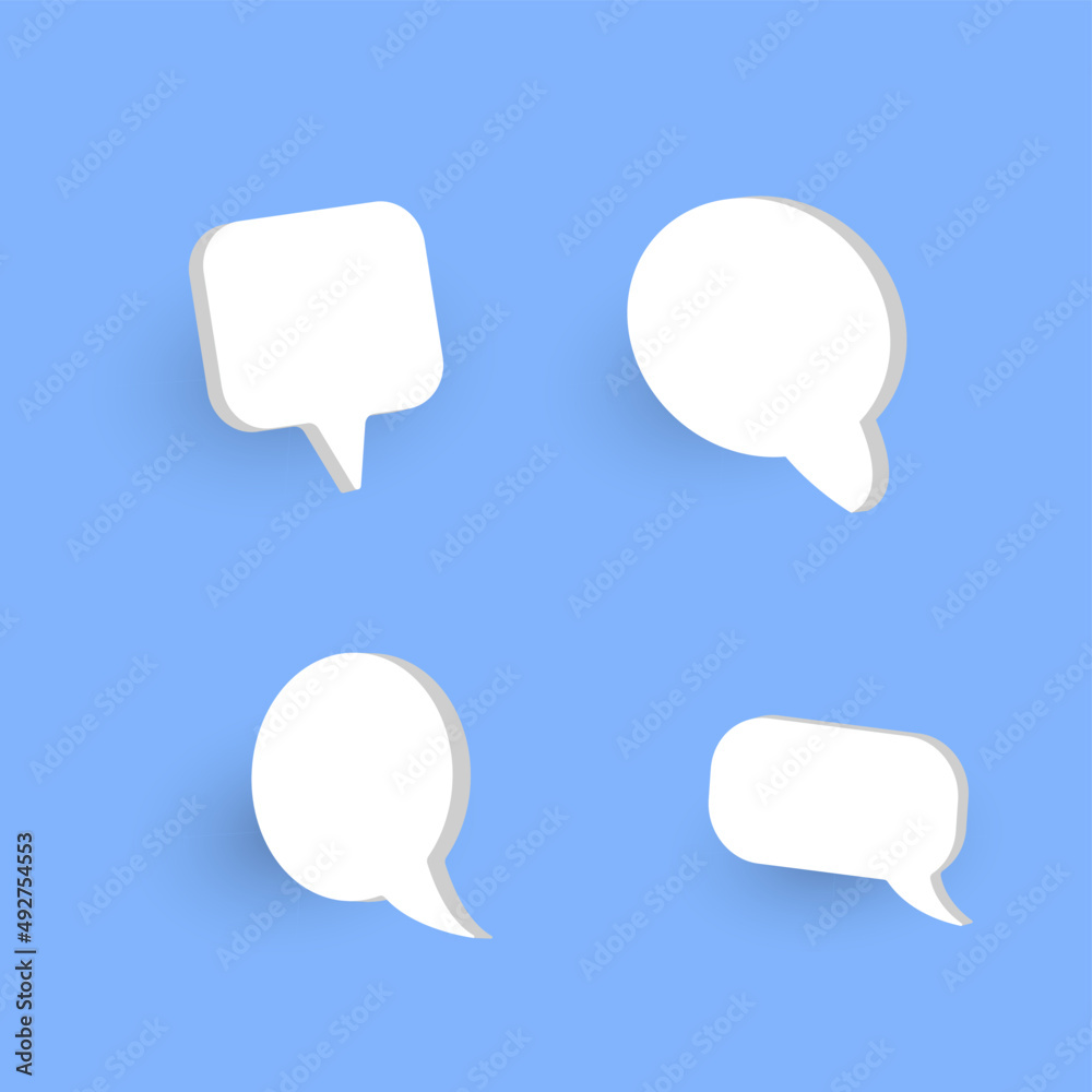 3d speech bubble chat icon collection set.blank white speech bubbles. 3d speech bubble chat icon collection set.blank white speech bubbles.