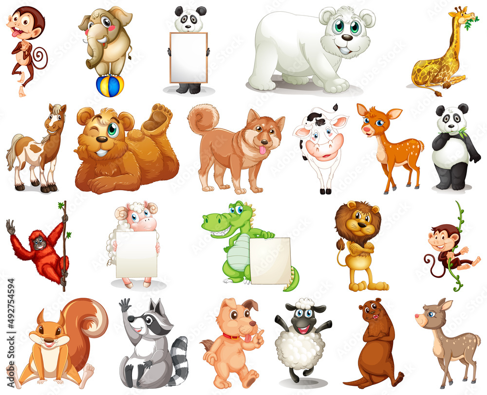 Set of animal cartoon character