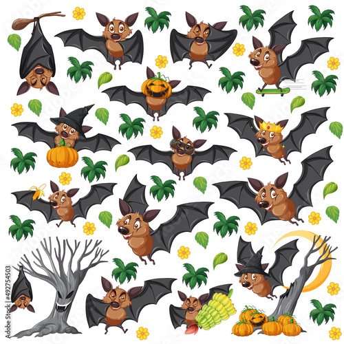 Funny bat on white background