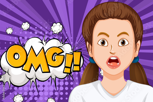 Abbreviation and facial expression retro comic banner design