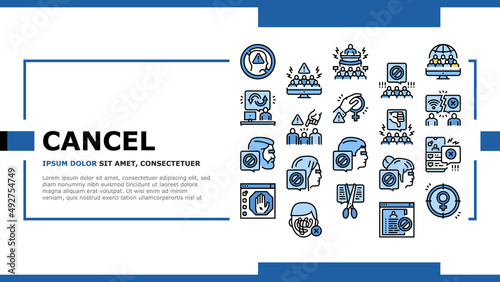 Cancel Culture And Discrimination Landing Web Page Header Banner Template Vector. Cancel Male And Female Person, Backlash People Social Boycott Problem, Harassment Sexism Society Reaction Illustration