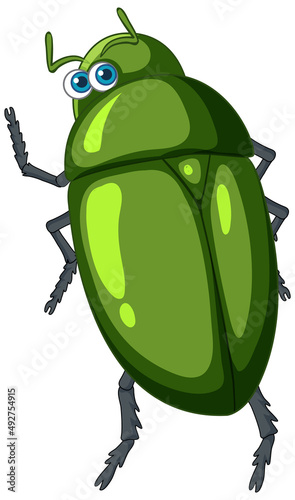 A green beetle cartoon character isolated