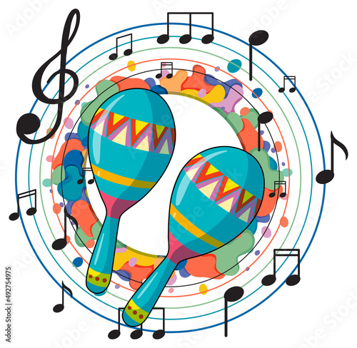 Maracas instrument on white background