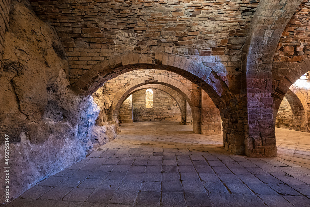 Naklejka premium The Royal Monastery Of San Juan De La Pena near Jaca. Huesca, Aragon. Spain